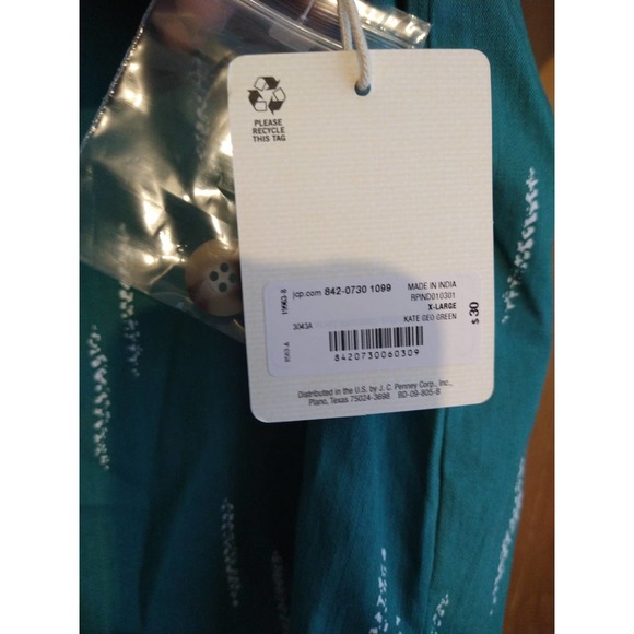 a.n.a Turquoise Button Down Short Sleeve Blouse XL - Picture 5 of 6